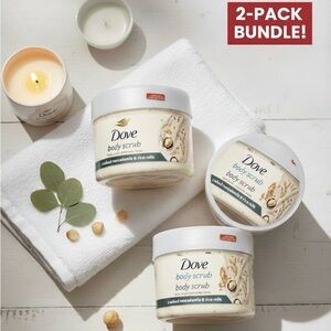 Dove Cream Body Scrub with Crushed Macadamia & Rice Milk 2 Pack Bundle